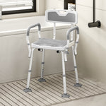 HOMCOM Padded Shower Stool With Arms And Back, 4 Suction Foot Pads