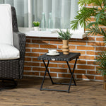 Folding Rattan Coffee Table W/ Steel Frame Bistro Garden | Black