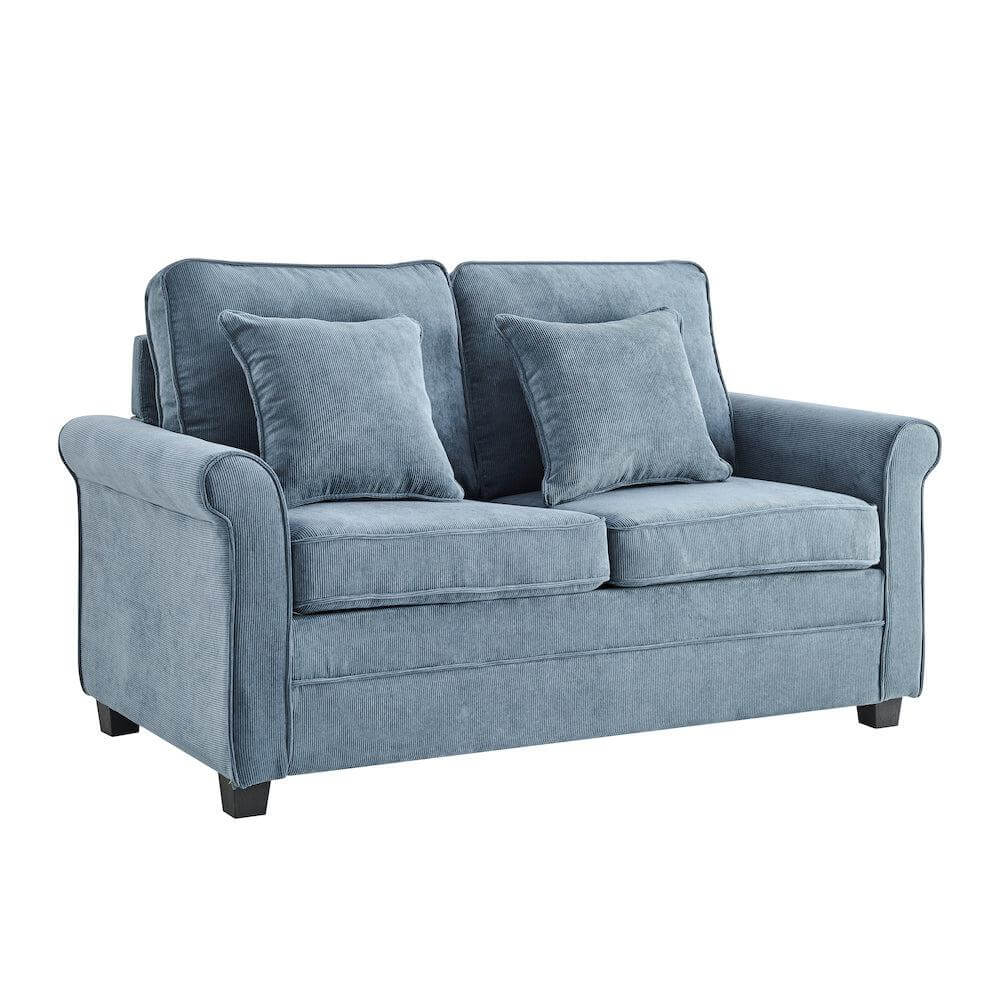 Corduroy Fold Out Mattress Sofa Bed - 2 Seater | Blue