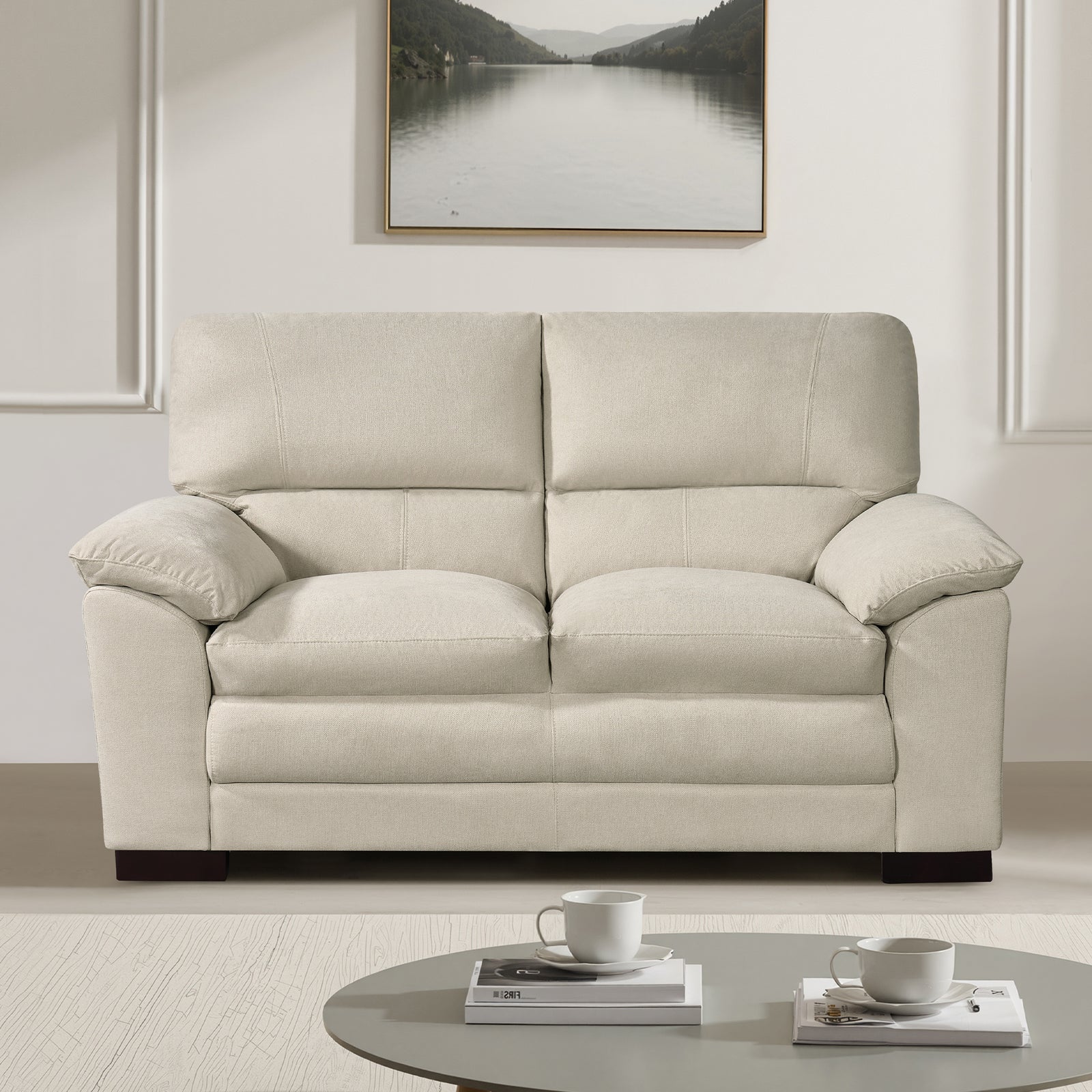 Ramona Soft Fabric 2 Seat Sofa | Ecru