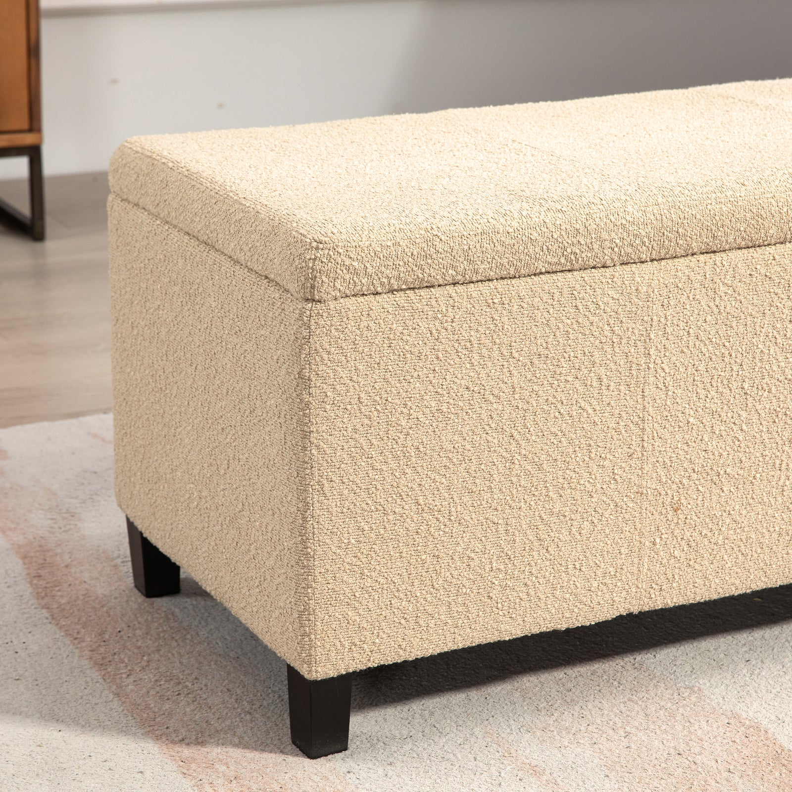 Sherman Boucle Fabric Storage Ottoman - Brown | Brown