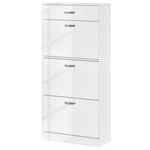 High Gloss Shoe Cabinet 4 Drawers Shoe Storage For 18 Pairs