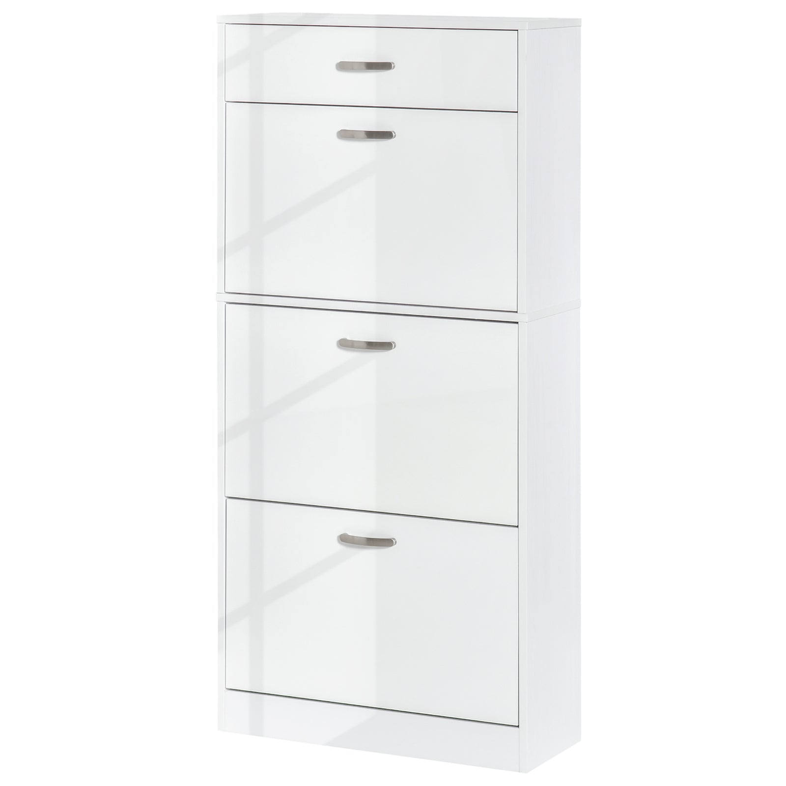 High Gloss Shoe Cabinet 4 Drawers Shoe Storage For 18 Pairs