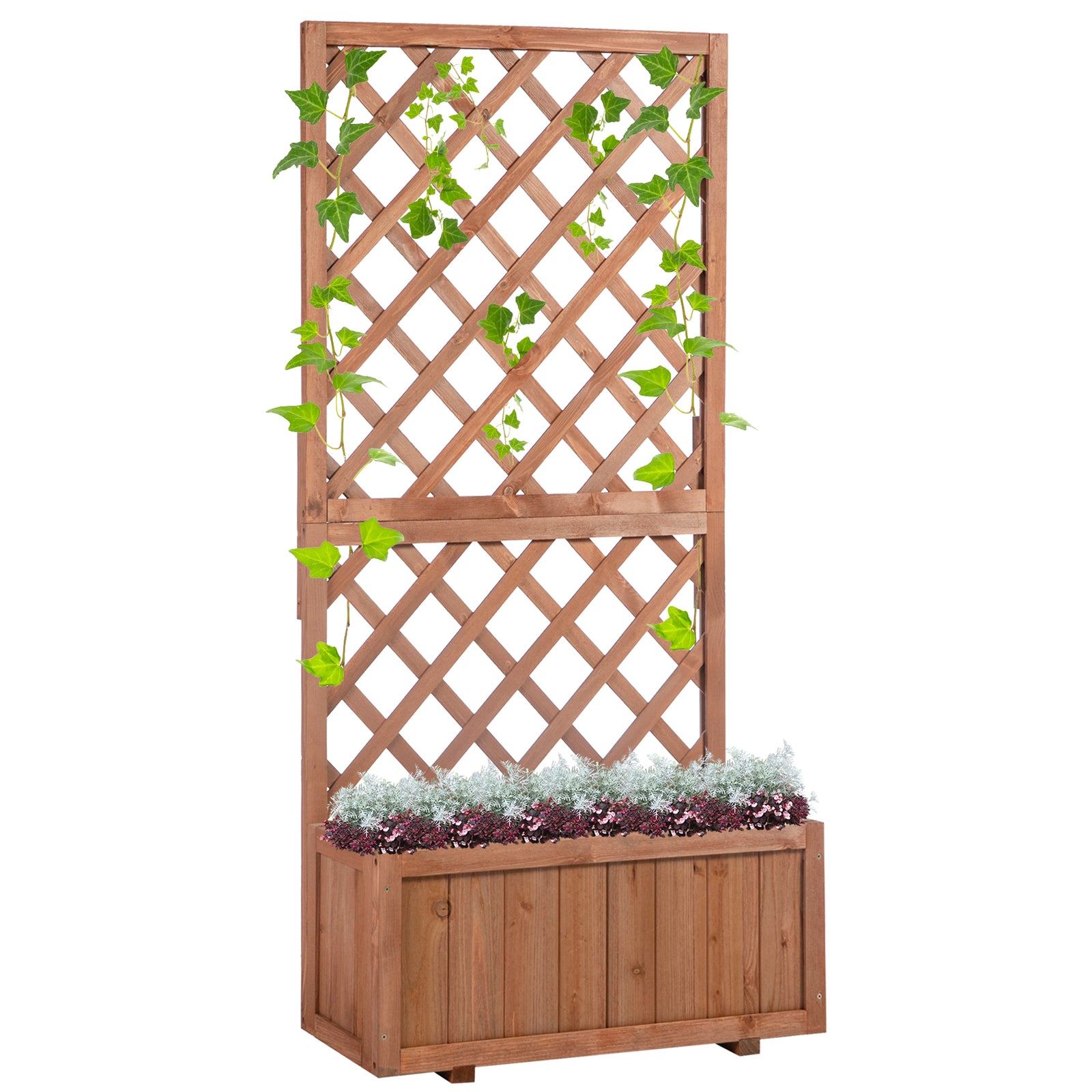 45l Garden Pine Planter W/ Trellis | Orange