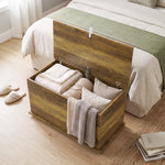 Storage Chest With Safety Hinged Lid, 102l Storage Box | Brown