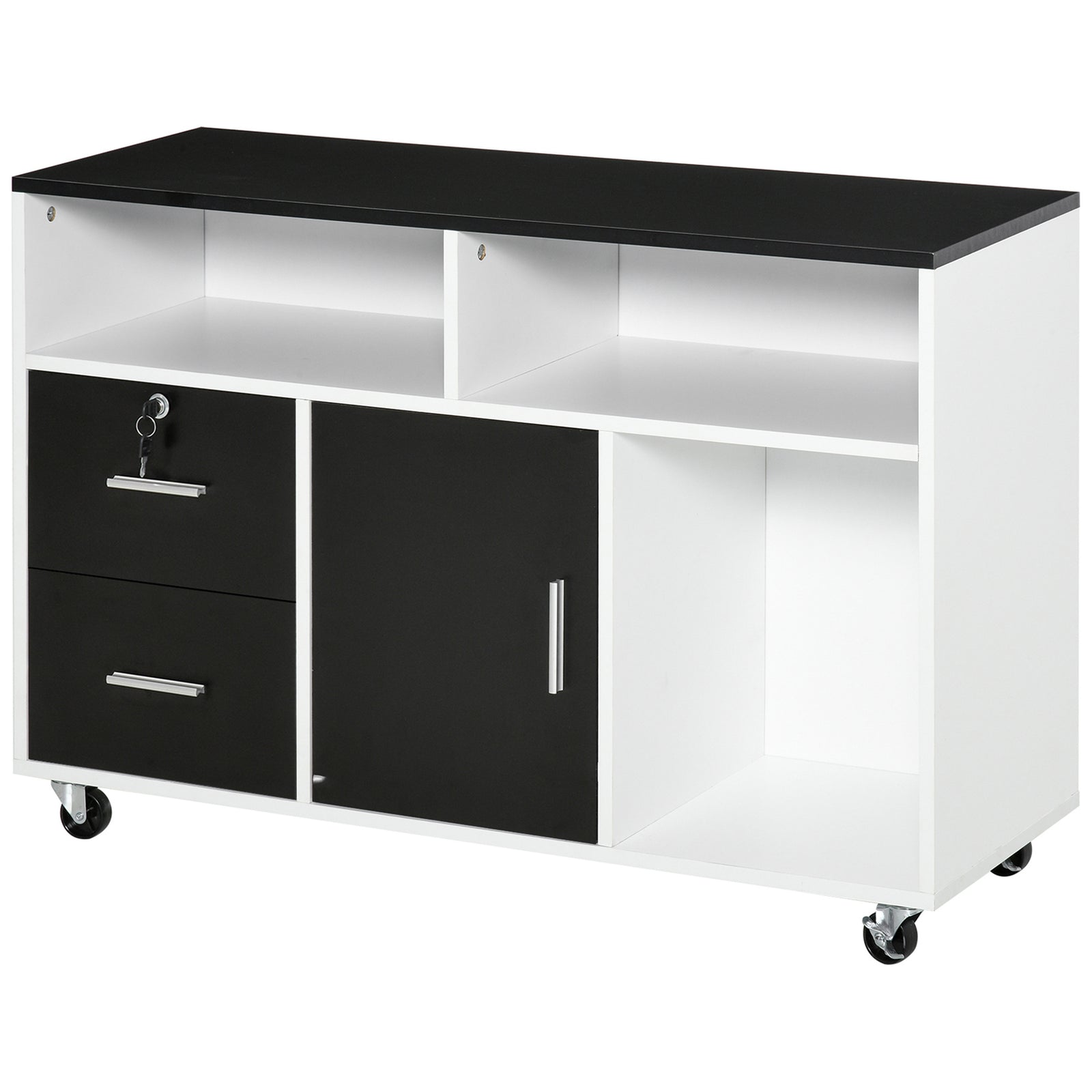 HOMCOM Office Mobile Cabinet Storage Organizer With Castor