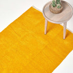 Plain Chenille 100% Cotton  Rug With Natural Trim | 60cm x 100cm | Mustard