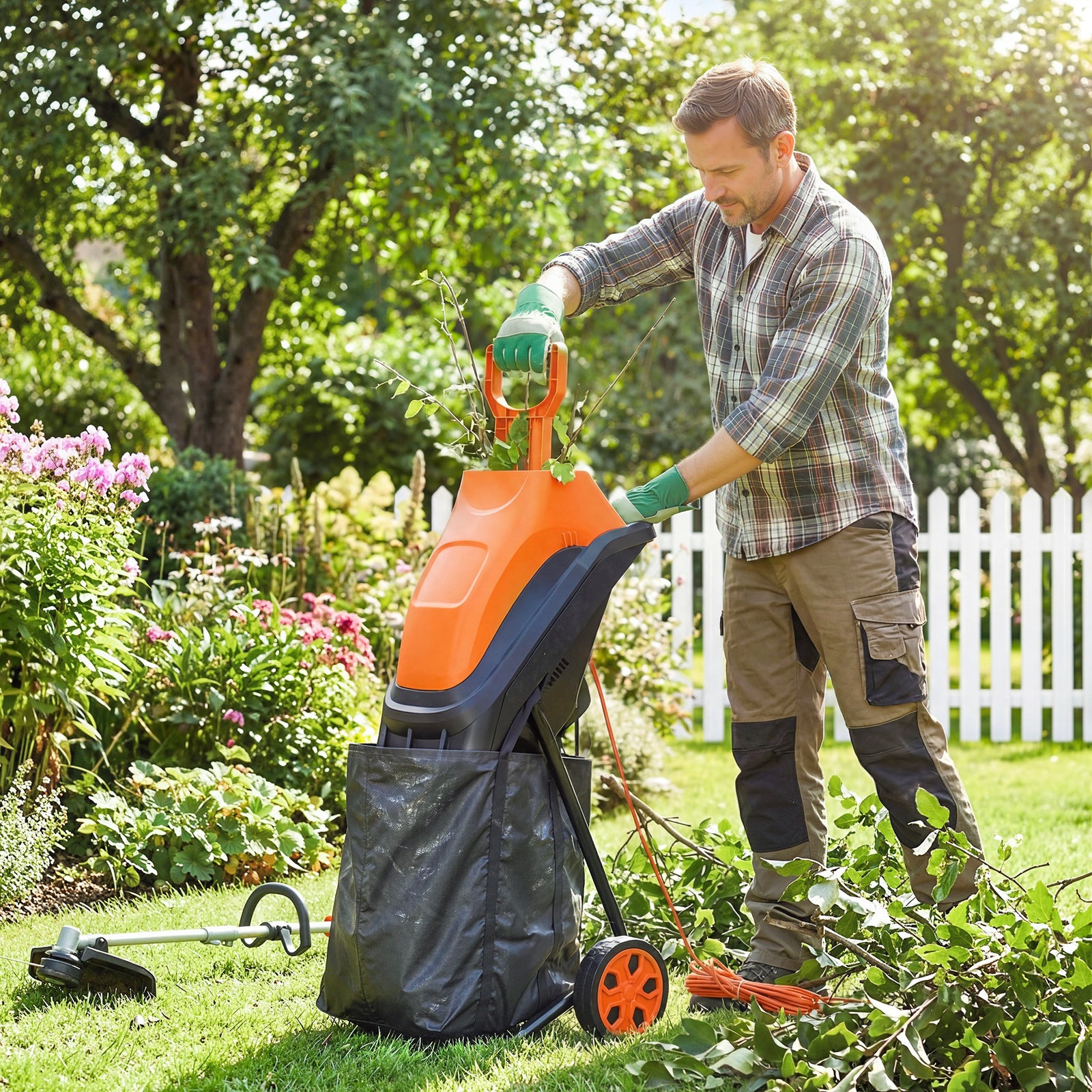 Outsunny 2500w Electric Wood Chipper With 45l Collection Bag