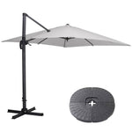 Large Square Patio Parasol With Durable Polyester Canopy, Pa Waterproof Coating, Adjustable Height, 360° Foot Pedal Rotation With Cross Base & Round Base | One Size | Light Grey