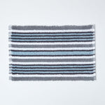 Handloomed Striped Cotton Bath Mat | 40 x 60cm | Black & Grey
