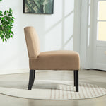 Valina Velvet Fabric Armless Accent Chair | Light Brown