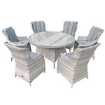 Knightsbridge Xl Rattan 6 Seat Dining Set | Dove Grey