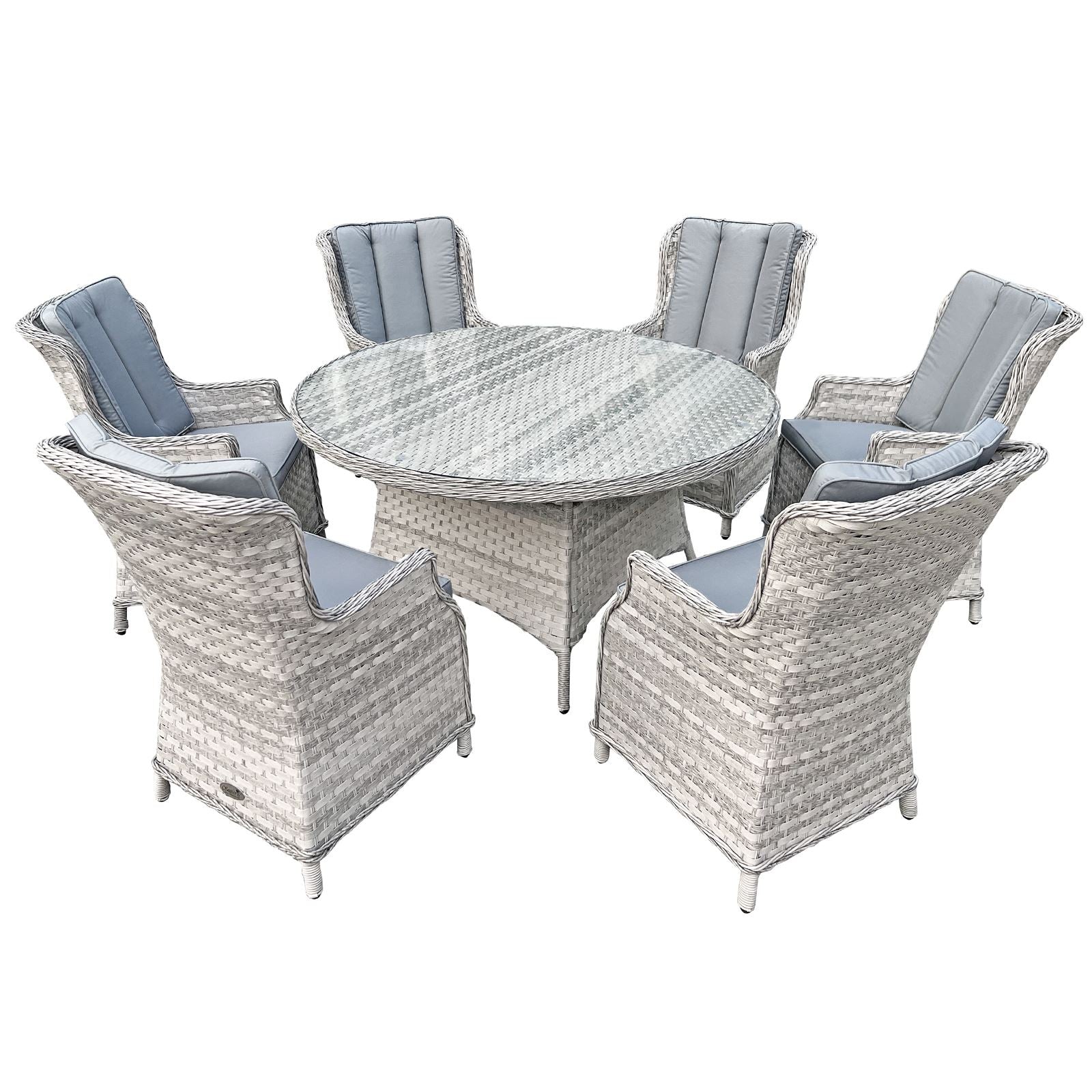 Knightsbridge Xl Rattan 6 Seat Dining Set | Dove Grey