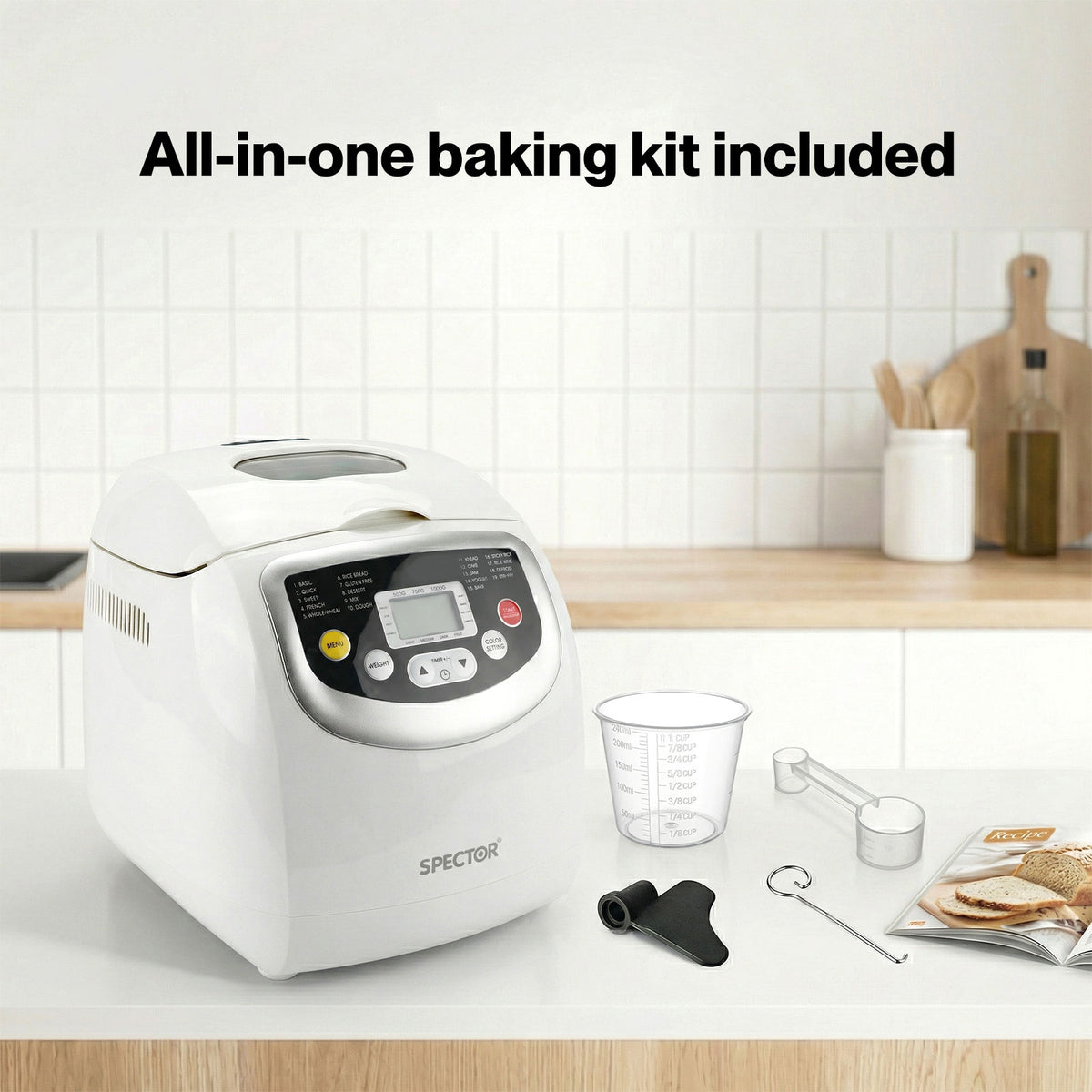 Spector Bread Maker 2lb Loaf Machine With 19 Programmer Timer 3 Crust Non-stick
