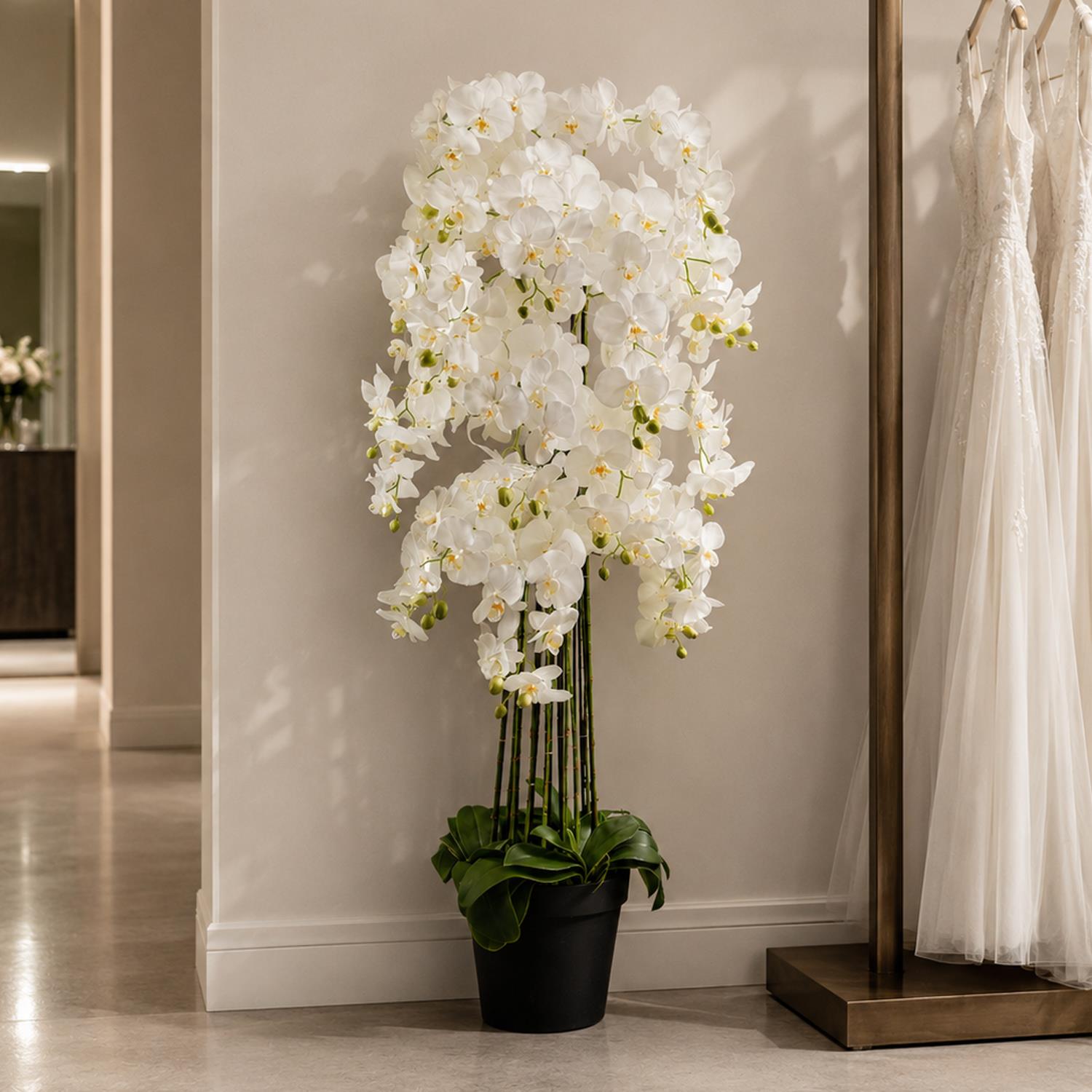 Artificial 150cm Giant White Orchid Plant 189 Flowers Real Touch