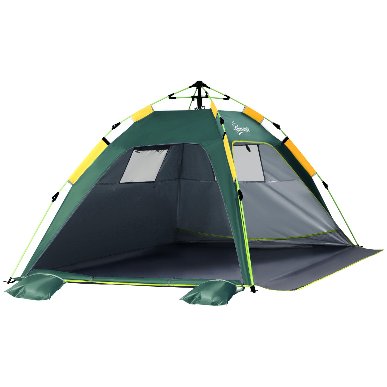 2 Man Pop-up Beach Tent Sun Shade Shelter Hut W/windows,door | Green