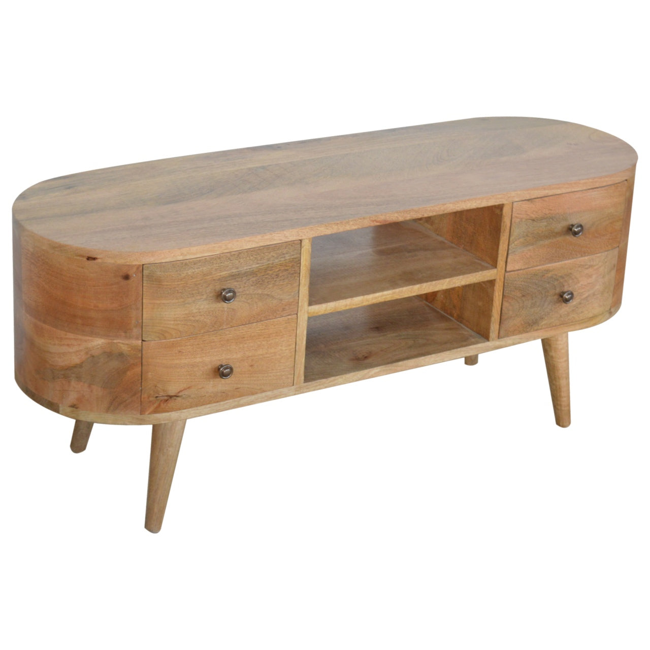 Solid Wood Rounded Entertainment Unit