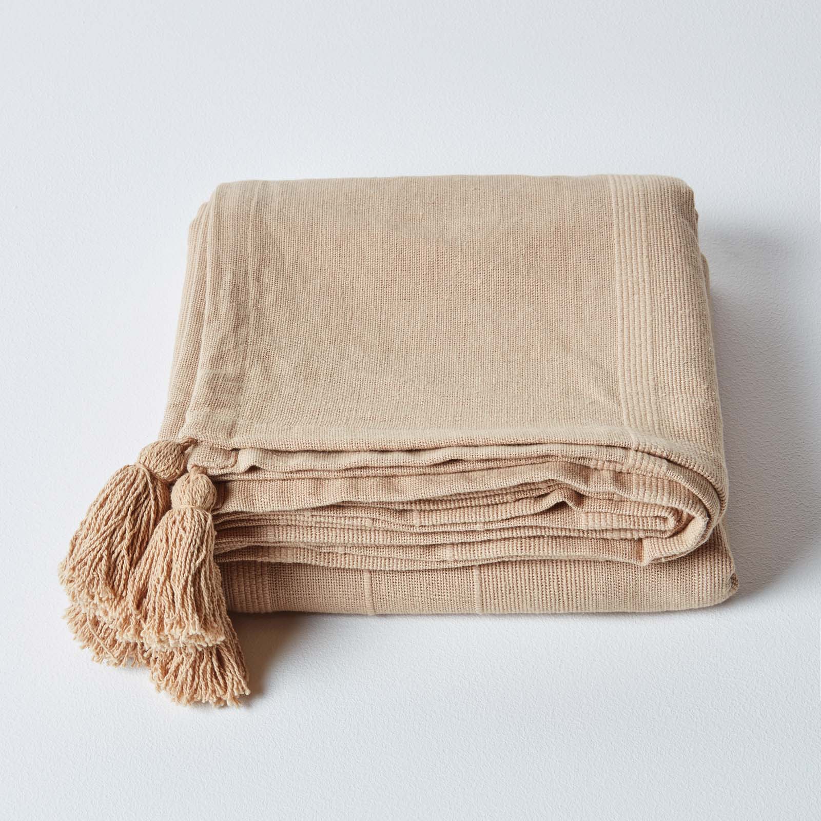 Cotton Rajput Ribbed Throw | 150cm x 200cm | Beige