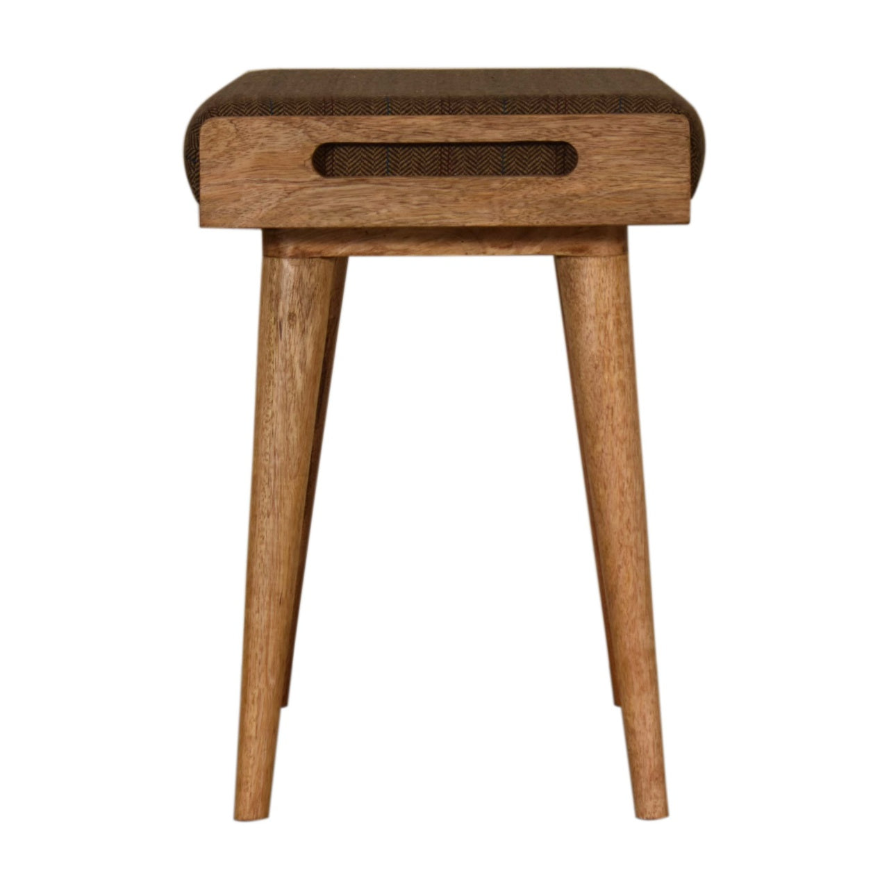Solid Mango Wood Multi Tweed Tray Style Footstool