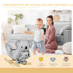Kids Plush Ride-on Rocking Horse Koala-shaped Toy W/ Gloved Doll Grey