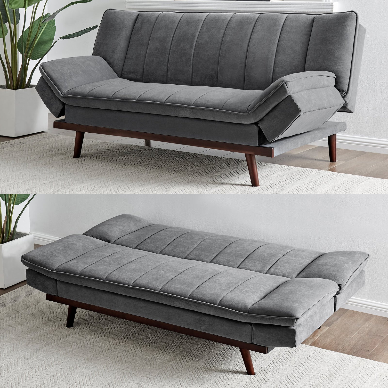 Scandinavian Click Clack Sofa Bed - Double | Grey