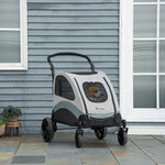 Dog Stroller Pet Pushchair Buggy Pram W/ 4 Wheels Safety Leash, Grey