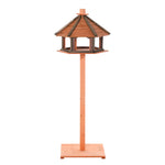 Pawhut Wooden Bird Feeder Bird Table With Roof For Outside Use Brown 130cm