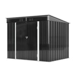6x8ft Metal Storage Shed Black Galvanized Steel Tool House With Foundation, Double Lockable Doors, Ventilation