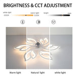 Pointed Petal Ceiling Fan Light 65cm Led With 3-color Dimming, Reversible Silent Dc Motor, 6-speed, Sleep Timer, 2.4g App & Remote Control | White