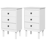 Bedside Table Set Of 2, Bedside Cabinet W/ 3 Drawers