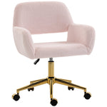 Swivel Office Chair, Vanity Desk Chair With Adjustable Height, Wheels | Pink