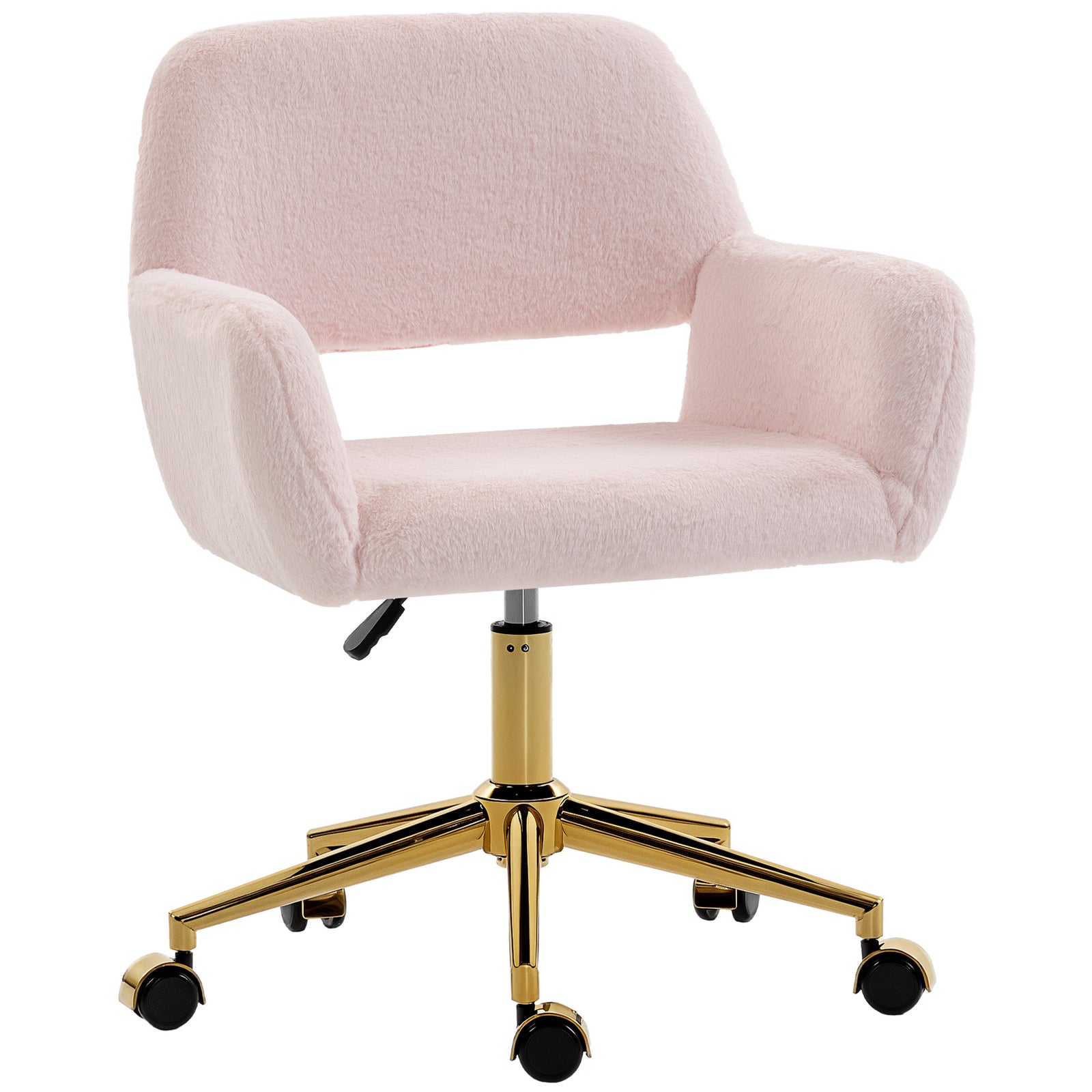 Swivel Office Chair, Vanity Desk Chair With Adjustable Height, Wheels | Pink