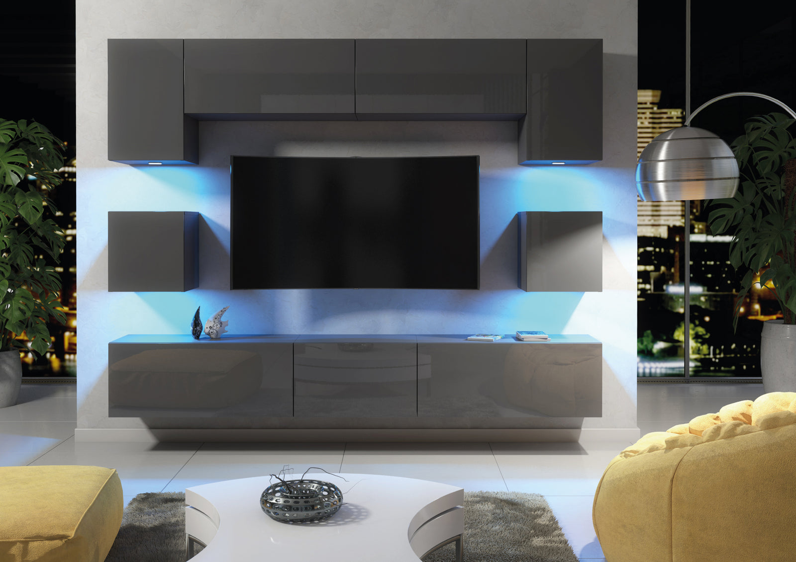 Panorama Wall Tv Unit | Dark Grey