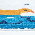 Non Slip 100% Cotton Duck Pond Bath Mat | 45 x 75cm | Blue & White