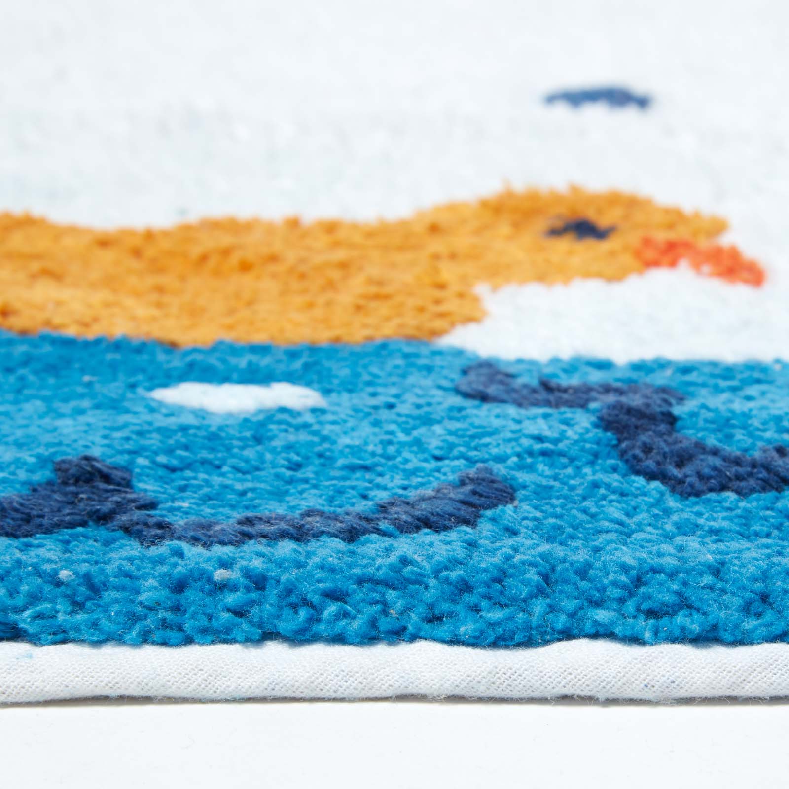 Non Slip 100% Cotton Duck Pond Bath Mat | Bath  Pedestal Set | Blue & White