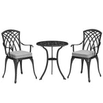 3 Pcs Aluminium Garden Coffee Table Setw/ Parasol Hole