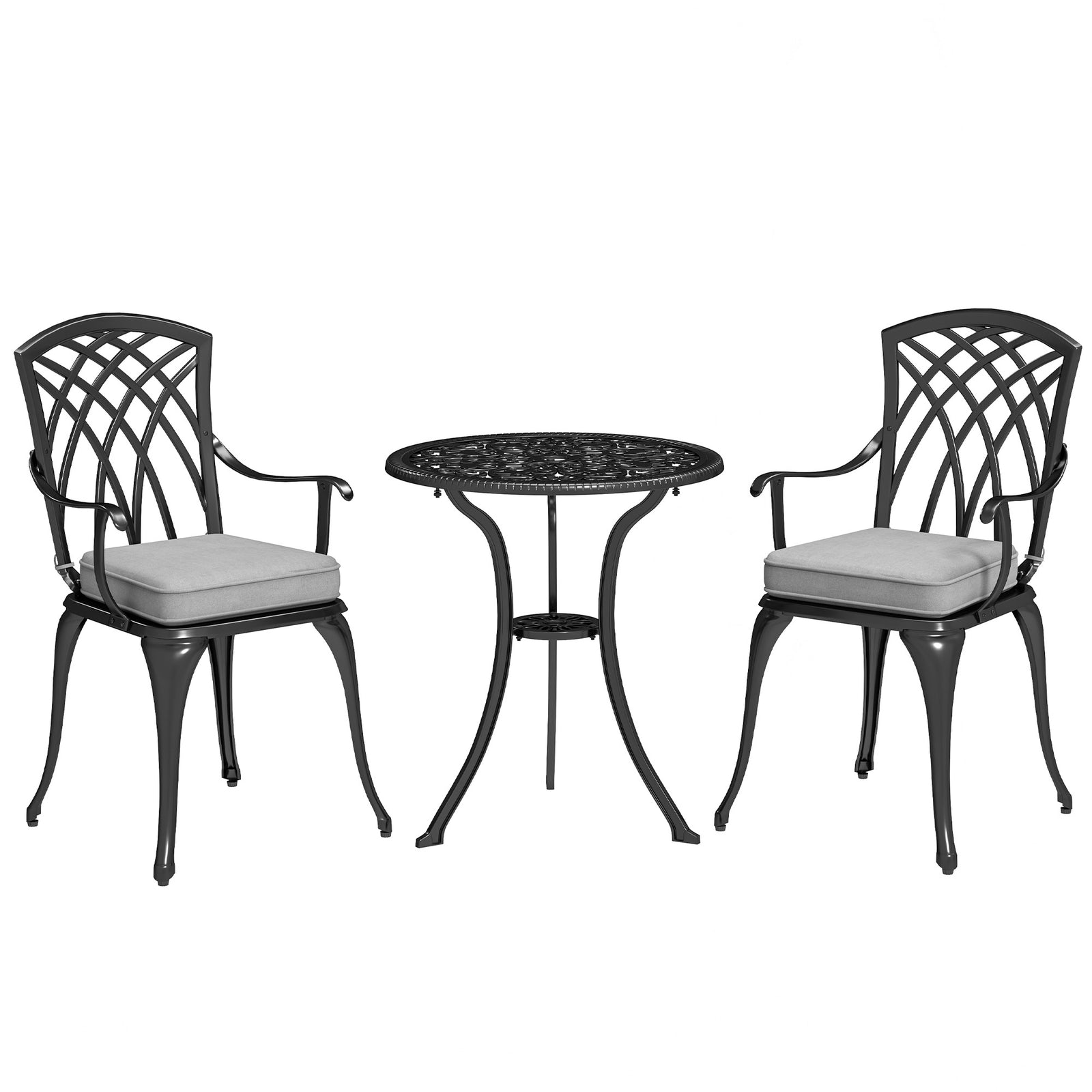 3 Pcs Aluminium Garden Coffee Table Setw/ Parasol Hole