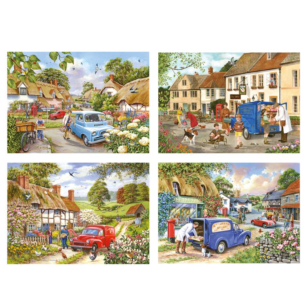 4 X 500 Piece - Village Life 500 Piece Jigsaw Puzzle - Multi Pack