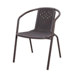 Set Of 2 Pe Rattan Stacking Garden Chairs Outdoor Patio Dining Armchairs