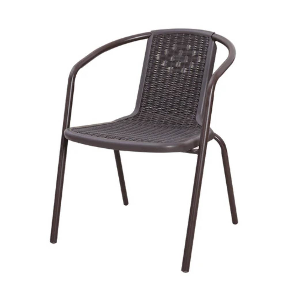 Set Of 2 Pe Rattan Stacking Garden Chairs Outdoor Patio Dining Armchairs