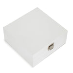 24cm Square White Soft Wood Box