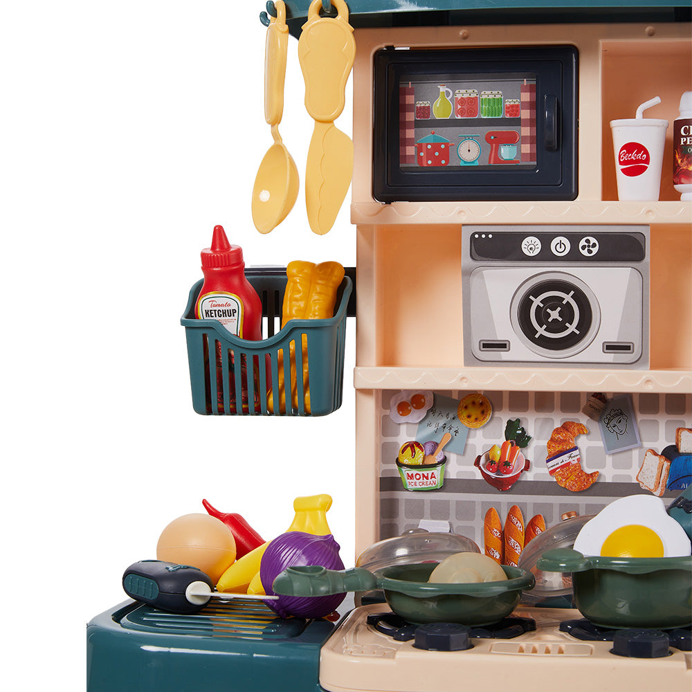 Children Pretend Kitchen Playset 43pcs Toy Accessory Set | Green