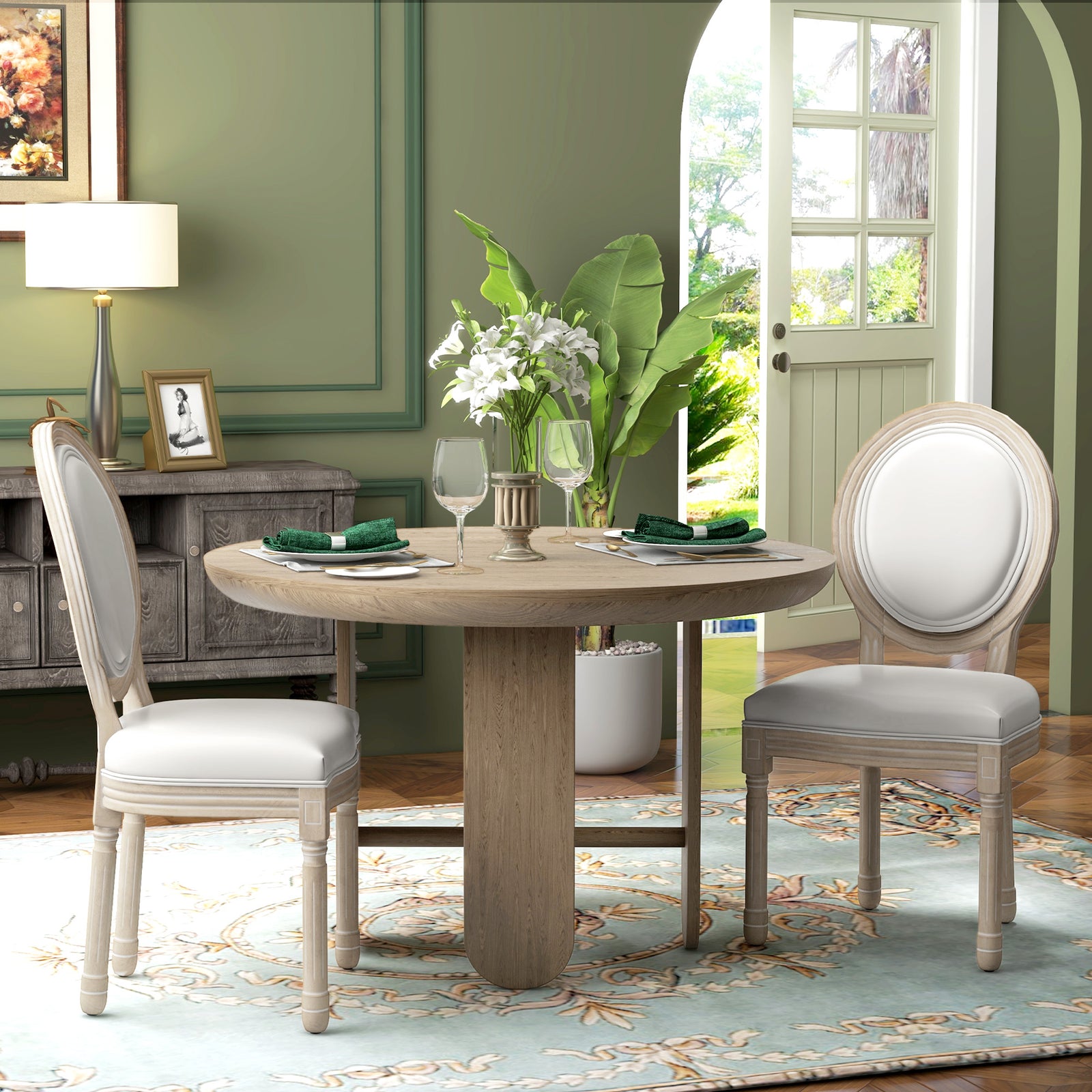 Dining Chairs Set Of 2 Pu Leather Upholstered Kitchen Chairs