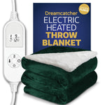 Sherpa Fleece Electric Heated Throw Over Blanket Double Polyester 160cm X 120cm | L | Green