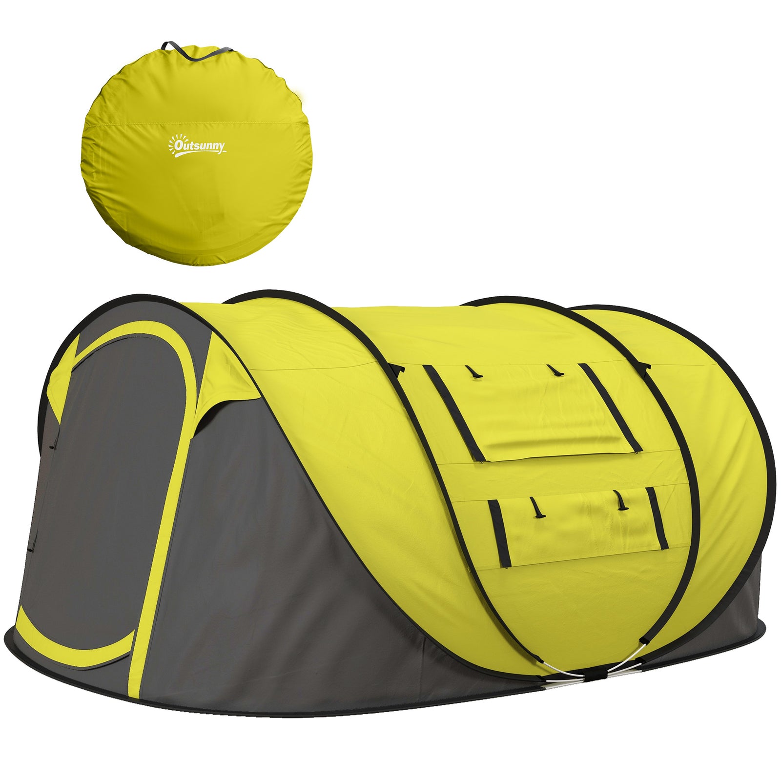 4-5 Person Camping Tent Dome Pop-up Tent  With Windows | Yellow