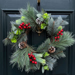 Artificial Frosted Pinecone Wreath, 50cm, Winter Snow