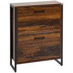 2 Flip Door Shoe Cabinet With Divider For Entryway