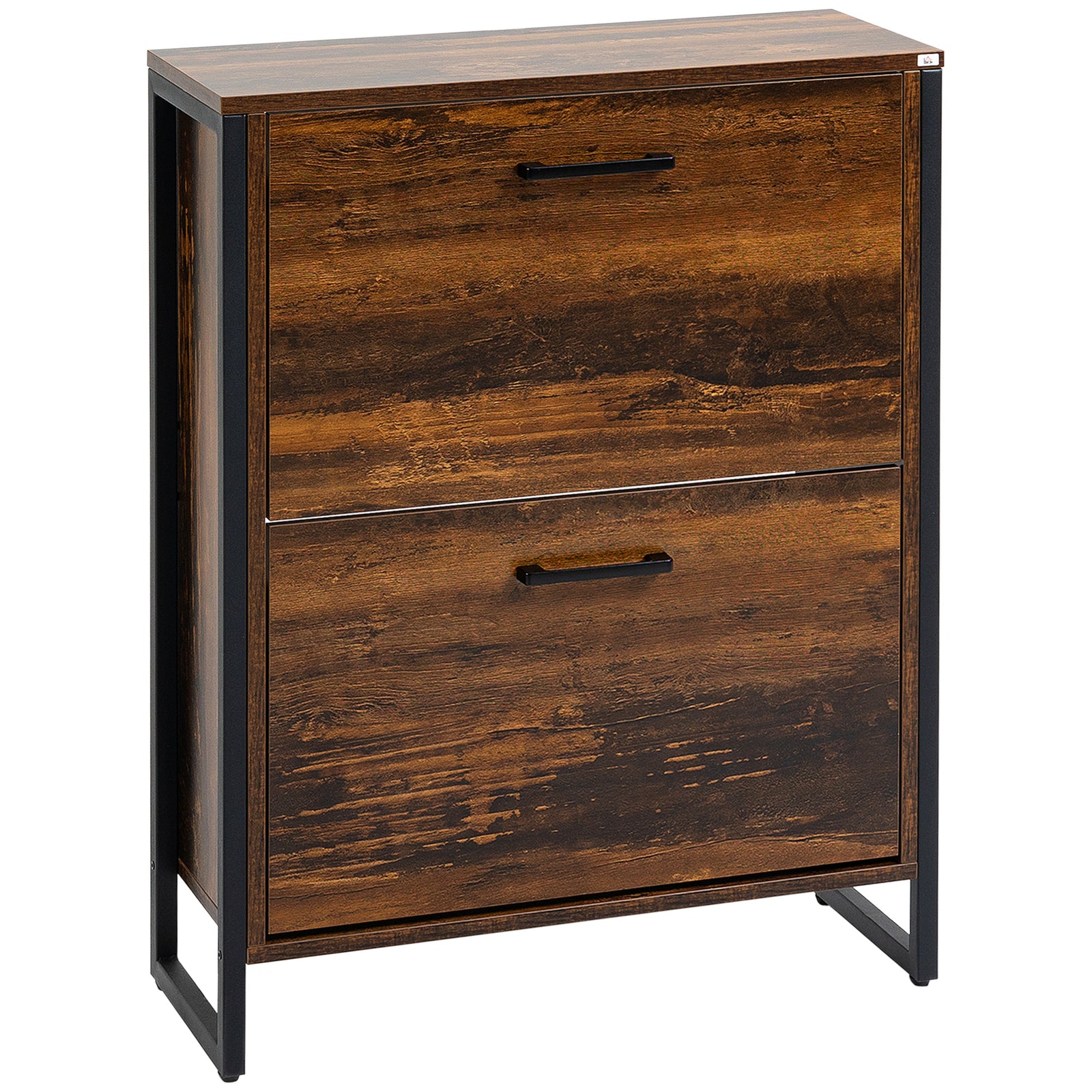 2 Flip Door Shoe Cabinet With Divider For Entryway