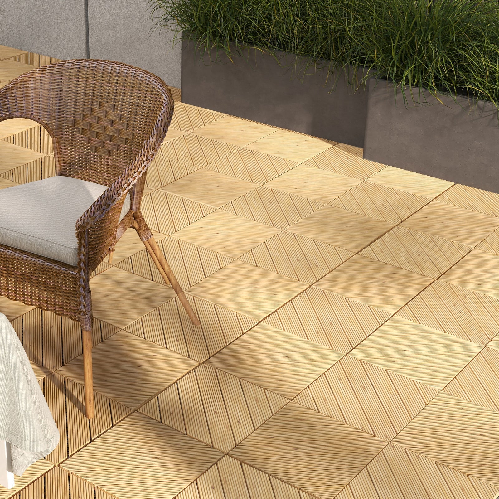 9 Pcs Yellow Anti-slip Deck Tiles 30x30 Cm, 0.81㎡ Pack