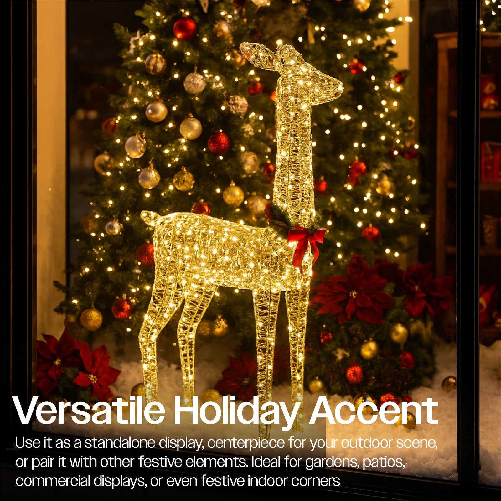 Xmas Haus 107cm Gold Rattan Led Christmas  Festive Deer